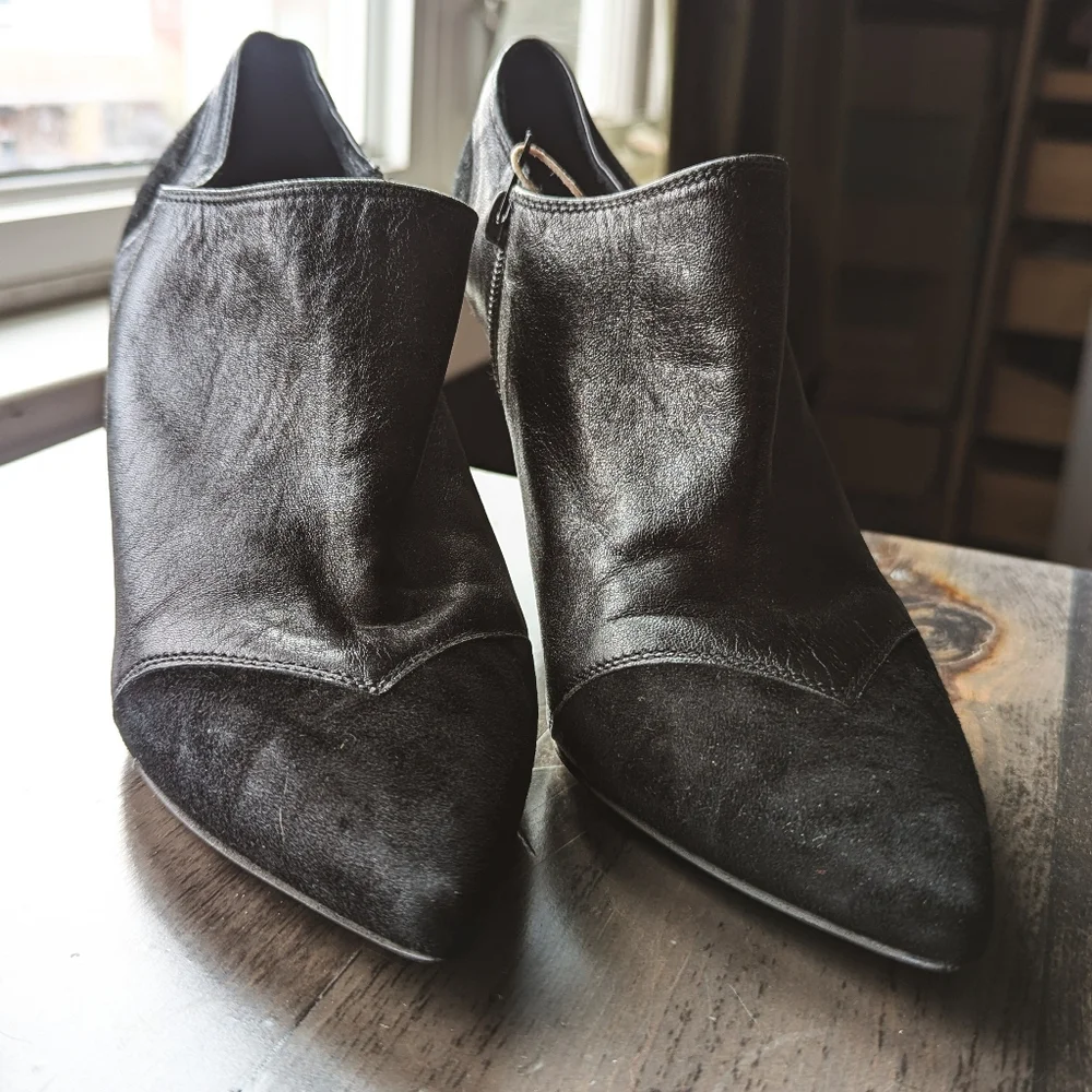 Leather & Suede Massimo Baldi Italian made Ankle Booties - size 39 - Picture 5 of 9